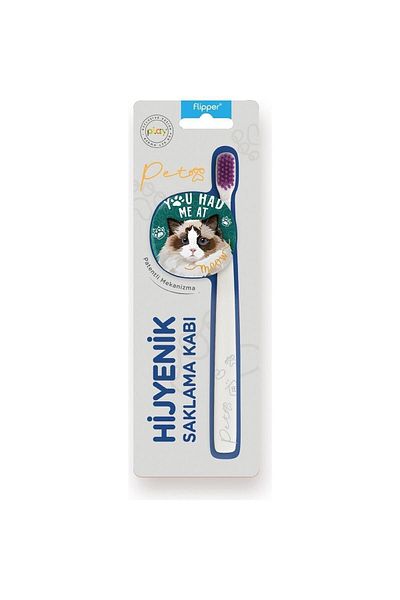 Flipper Pets Hygienic Storage Container And Adult Toothbrush Set-ragdoll Cat