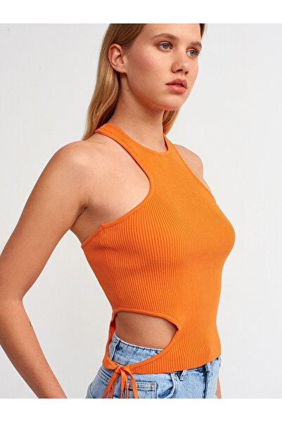 Dilvin 10347 Right Side Laced Knitwear Undershirt-orange