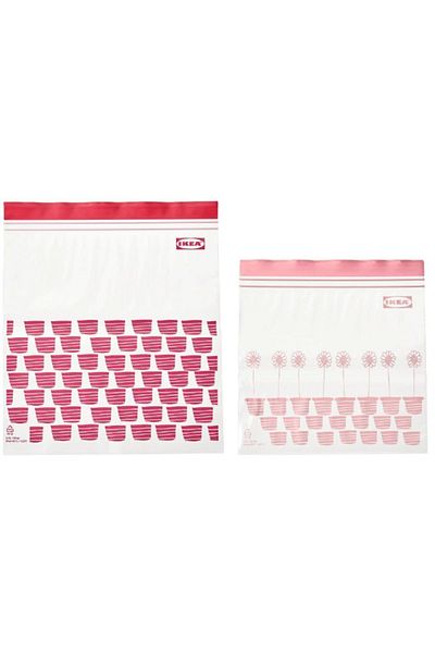 IKEA ISTAD Lockable Refrigerator Bag, Red-Pink, 2.5 Lt and 1.2 Lt, 50 Pieces
