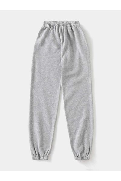 modaberry Straight Unprinted Sweatpants Jogger - Γκρι ψηλόμεσο ελαστικό πόδι