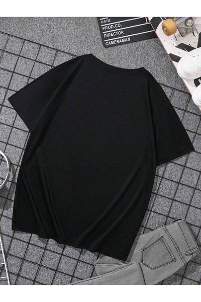 modaberry Tricou Skeleton Hand Money - Negru Imprimat Oversize mânecă scurtă Decolteu Crew
