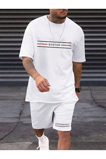 SeusCraft Σορτς μπλουζάκι με ριγέ λογότυπο Boston - Σορτς ομαδικής φόρμας με ...