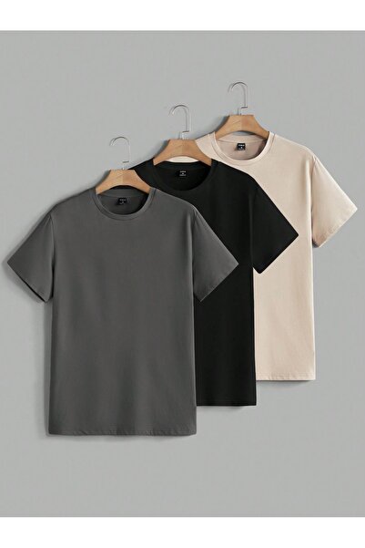 SeusCraft Καπνιστό Μαύρο Μπεζ Τριπλό Σετ Υπερμεγέθη Καλοκαιρινά Μπλουζάκια - ...