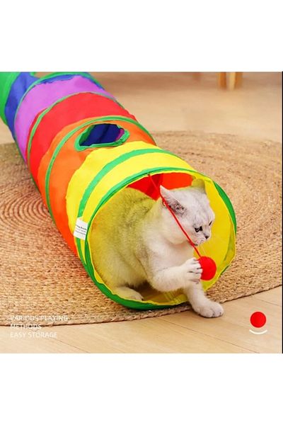 Nursoft Cat Play Tunnel Folding Rainbow Cat Dog Play Tunnel Pet Play Tunnel