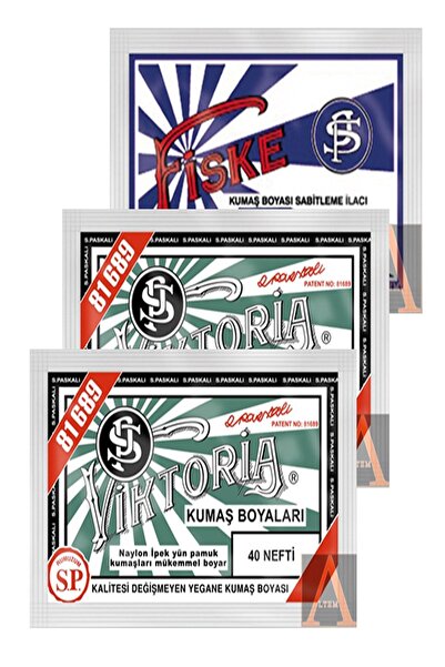 Viktoria Kumaş Boyası 2 Paket Nefti +1 Paket  Sabitleyici Fisk