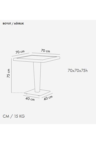 Tilia Antares 70x70cm Camlı Alüminyum Ayaklı Rattan Masa Beyaz Renk