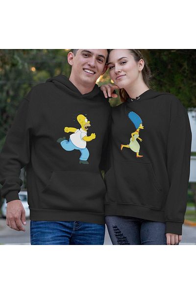modaberry Hanorac combinat Simpson Homer Merge Lover din 2 piese - Hanorac de iarnă supradimensionat cu imprimeu negru