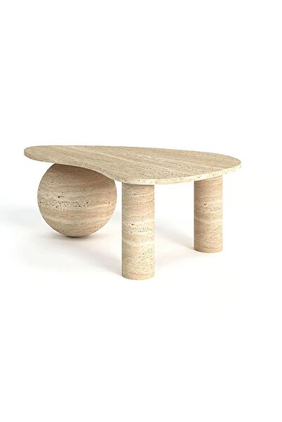 Sümeyra Marble Art Traverten Orta Sehpa | Coffee Table | Mermer Orta Sehpa |