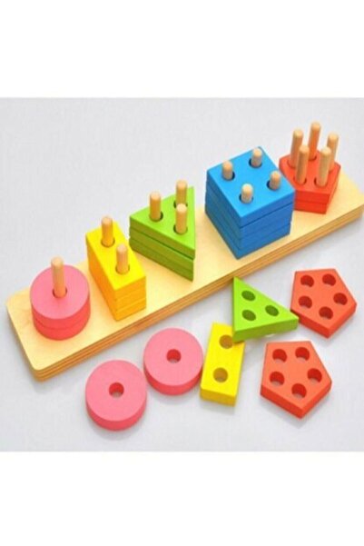 Genel Markalar 3 mm Ahsap Geometrik Şekiller 5 Li Bultak Oyunu Ahşap Oyuncak ...