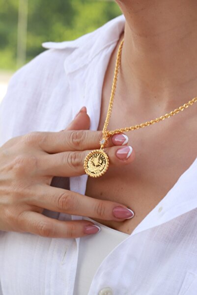 Aydın Kuyumculuk 14 AYAR ALTIN,HALAT ZİNCİRLİ BASKI REŞATLI ÇEYREK KOLYE AGKL...