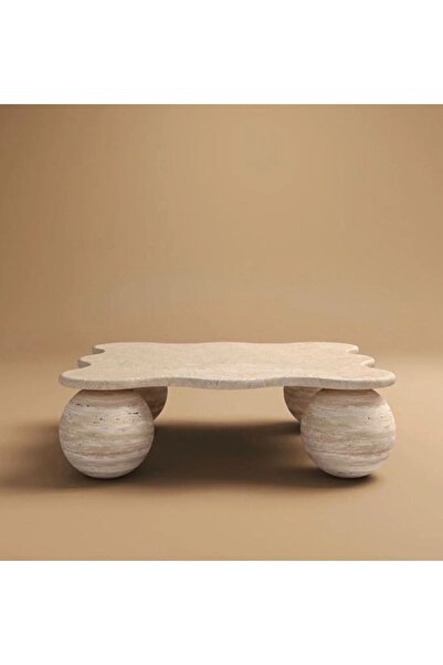 Sümeyra Marble Art Wave - Doğal Traverten Mermer Orta Sehpa | Top Traverten A...