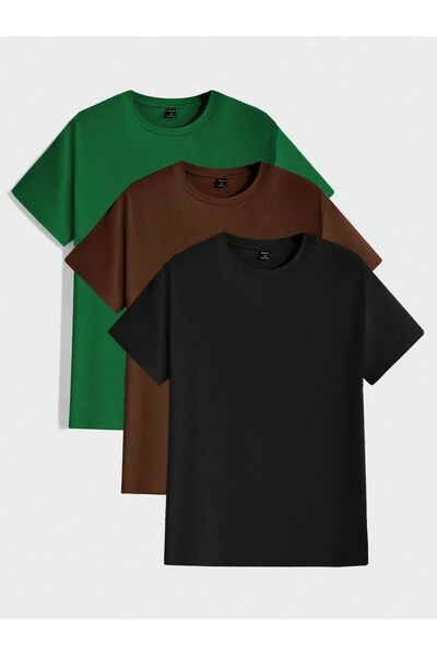 SeusCraft 3-pack Nefti Green - Brown Black Oversize Ατύπωτο καλοκαιρινό μπλου...