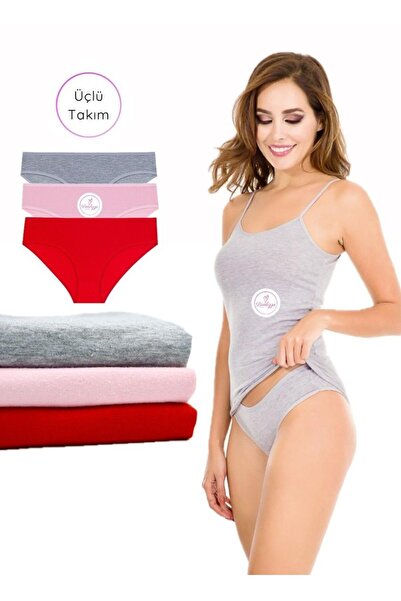 DONLİZZA Atlet Külot Takım 3 Adet -pembe,gri,kırmızı