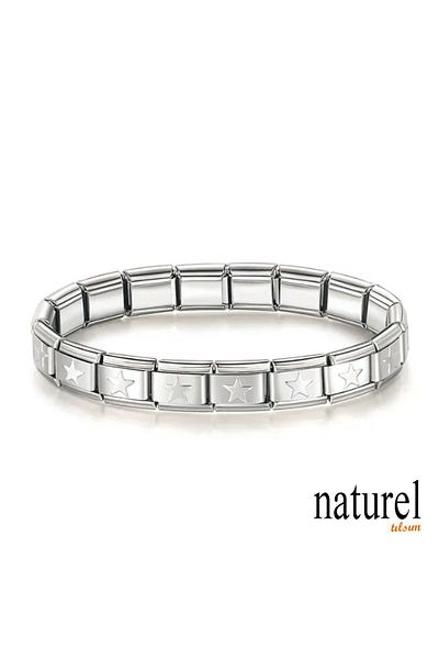 Naturel Tılsım Unisex Italian Charm Stainless Steel Star Bracelet