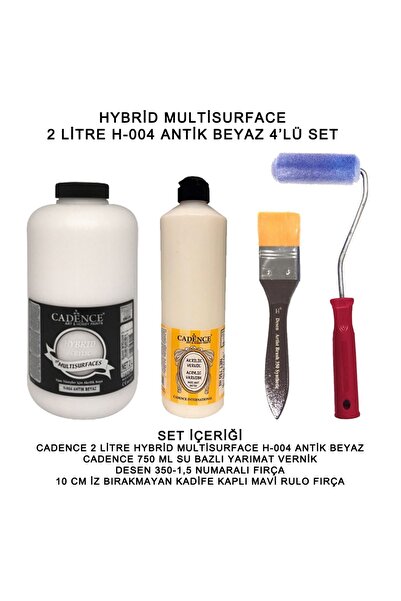 Cadence Boya Multi Surface 2LT+750ML 004-ANTİK BEYAZ Hybrid Boya Seti 4'lü Ya...