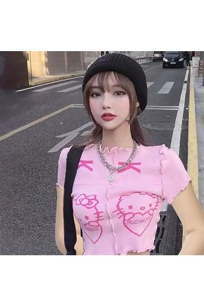 Köstebek Mood Hello Kitty Ροζ κοντομάνικο μισό μπλουζάκι