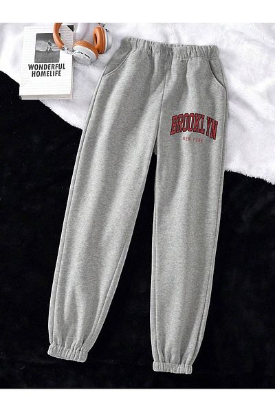 modaberry Brooklyn Sweatpants Jogger - Γκρι εμπριμέ ψηλόμεσο ελαστικό πόδι