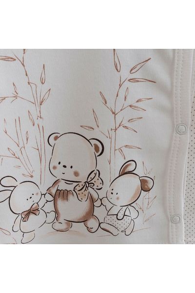 Gümüş Bebe 100% Cotton Teddy Bear Printed Hat and Pants Set for Baby Girl - Hospital Exit