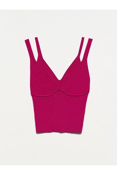 Dilvin 10335 Double Strap Knitwear Undershirt-raspberry