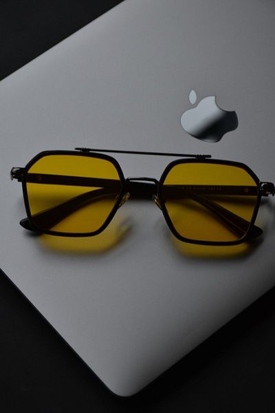 LOOKUP NEW Henry Metal Matte - Yellow Glass Black Frame Patterned Uv400 Unisex Sunglasses