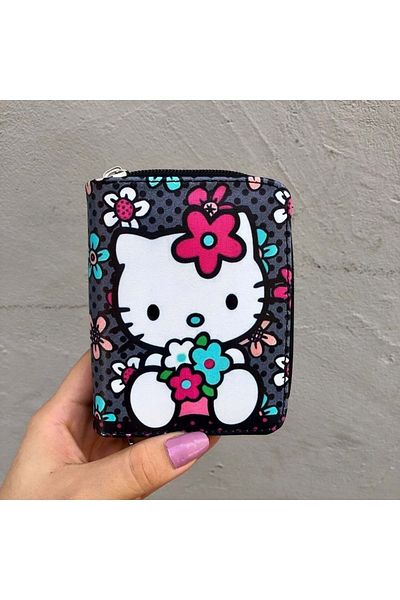 Köstebek Hello Kitty Colorful Flowers Short Wallet