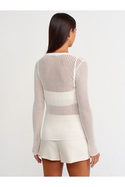Dilvin 10355 Dilvin Transparent Crew Neck Sweater