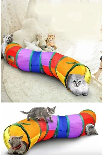 Nursoft Cat Play Tunnel Folding Rainbow Long Straight Cat Dog Play Tunnel Pet Play Tunnel