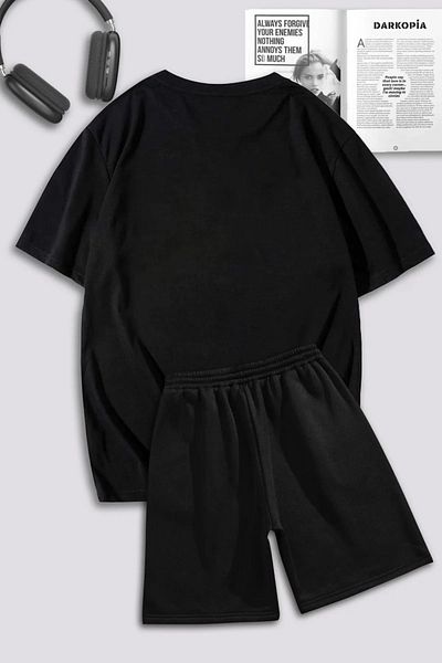 modaberry Σετ μπλουζάκι και σορτς Mcqueen Oversize - Μαύρο, Crew Neck