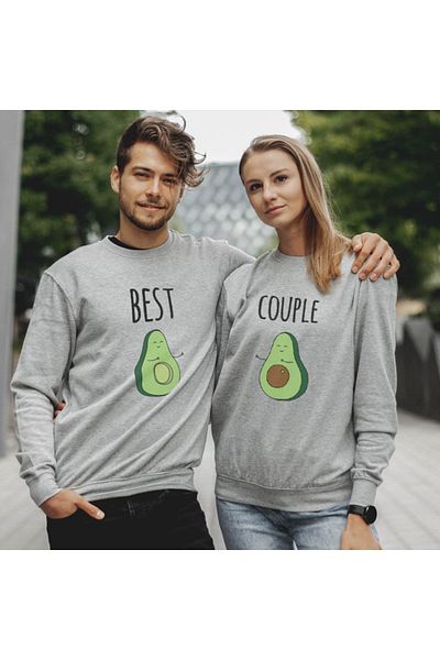 modaberry Set de hanorac de iarnă din 2 piese cu model avocado - gri, cu gât supradimensionat