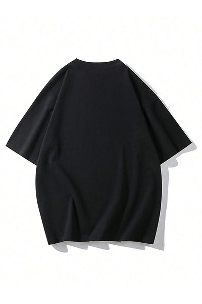 modaberry Tricou No Balance - Negru Imprimat Oversize Mânecă Scurtă Decolteu Crew