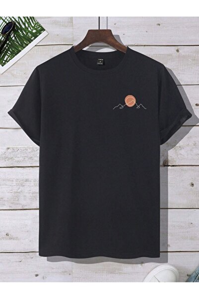 SeusCraft Tricou Mountain Sun Minimal - Tricou oversize cu imprimeu negru, de...