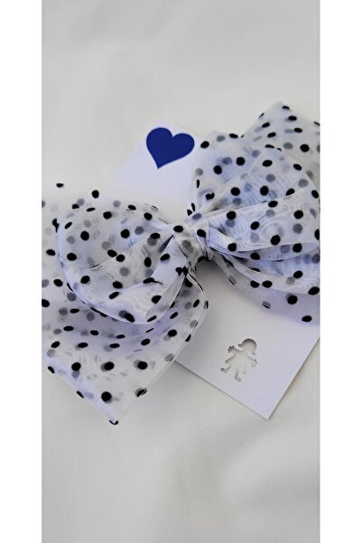 LO ADORO Cataramă cu fundă din țesătură de organza albă și neagră