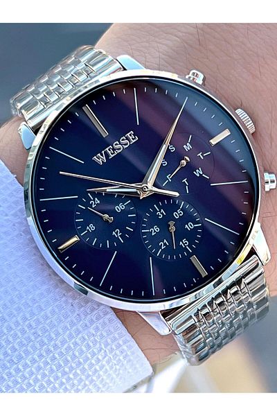 Wesse 5 Atm Water Resistant Men's Wrist Watch - Steel Cord, Interior Functions Active WWG.4011.01SA