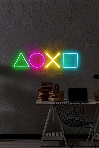Genel Markalar Play Station (50X15CM)-neon Led Dekoratif Duvar Aydınlatması
