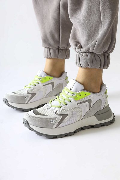 Limoya Pantofi de damă Onella din piele intoarsa alb cu siret, pantofi sport dama