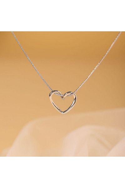SWORDS CONCEPT Steel Necklace with Empty Inner Heart - Non-tarnish
