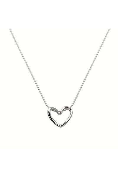SWORDS CONCEPT Steel Necklace with Empty Inner Heart - Non-tarnish