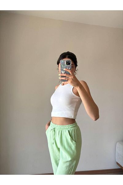 Parkline Elastic Waist Linen Trousers
