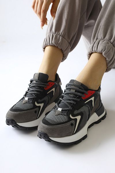Limoya Pantofi de damă Onella din piele intoarsa afumata cu siret, pantofi sport pentru femei