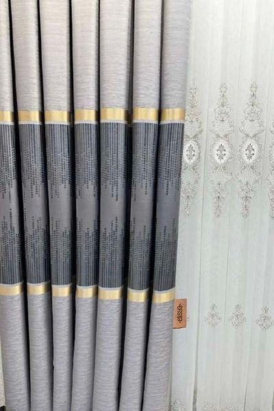 Elisya Home Panel Background Curtain Double Wing Tight Pleated Jacquard Semi-Shiny Patterned