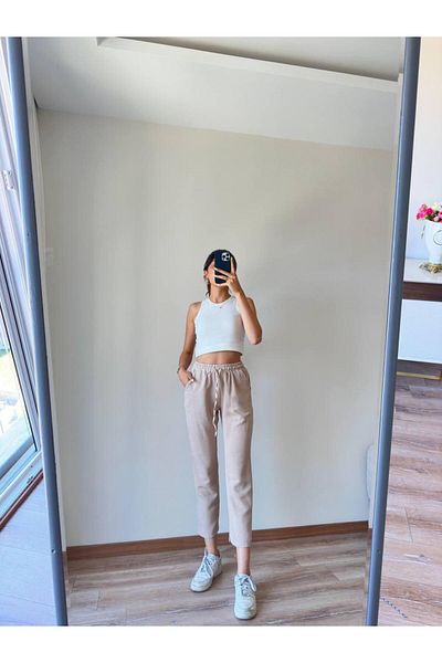 Parkline Linen Fabric - Elastic Waist Trousers
