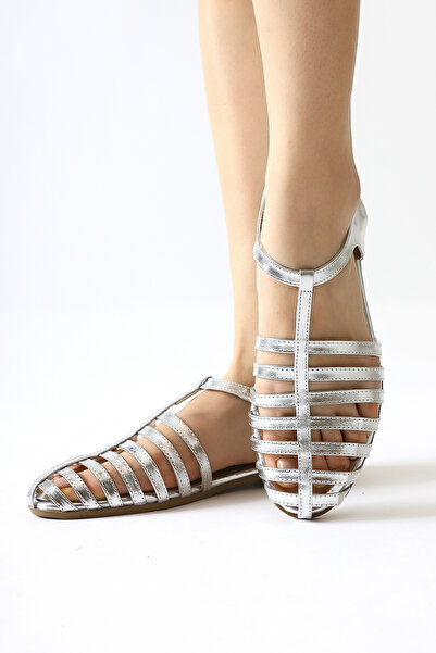 Limoya Zafu Silver Thin Strap Flat Bottom Women's Sandals Opportunity Product