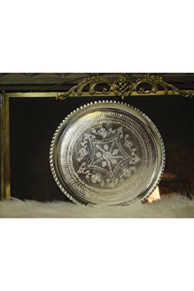 Bakır Concept Tavă de cupru cu volane, rotundă, cu model, culoare argintie, 31 cm