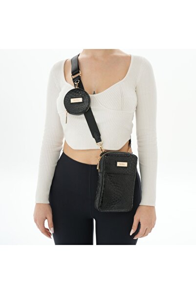 Killdeer حقيبة هاتف ماسنجر تمساح أسود