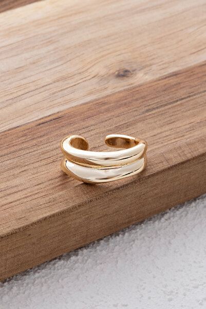 ByFlorya Jewelry حلقة نموذج الموجة - صف مزدوج، لوحة، مقاس قابل للتعديل مجانًا