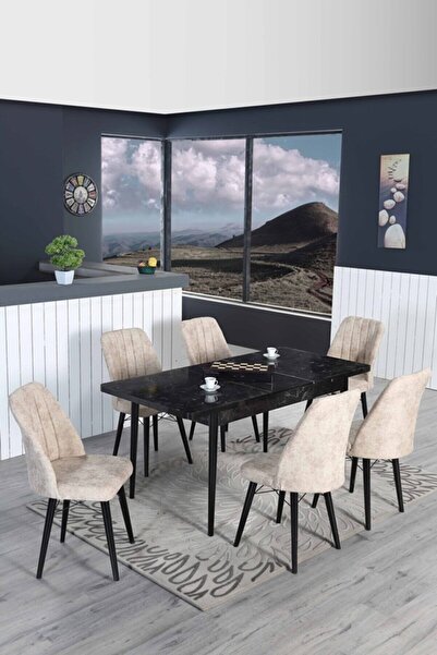 Pop-up Table Chair Set for 6 Persons Kitchen Table Set Dining Table Living Room Table