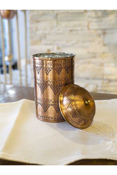Bakır Concept وعاء توابل نحاسي مطرز بنمط العنب طويل بلون نحاسي غير لامع