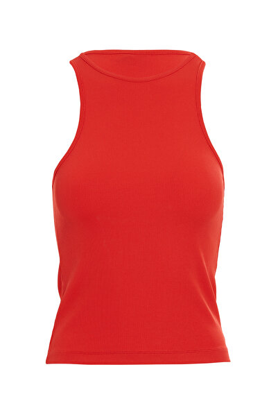 GİZİA Halter Yakalı Basıc Kolsuz Kırmızı Bluz