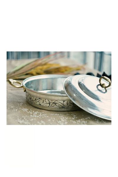Bakır Concept 23 Cm Silver Colored Copper Rice Pot - Carved Embroidery Processed (TIN)