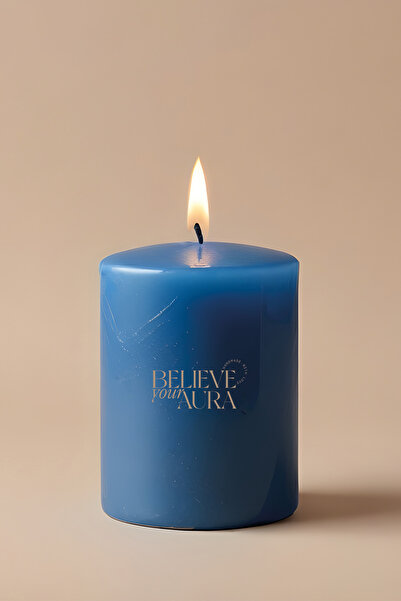 Believe Your Aura Sandal Ağacı Kokulu Silindir Mum - %100 Doğal Soya Mumu Mav...